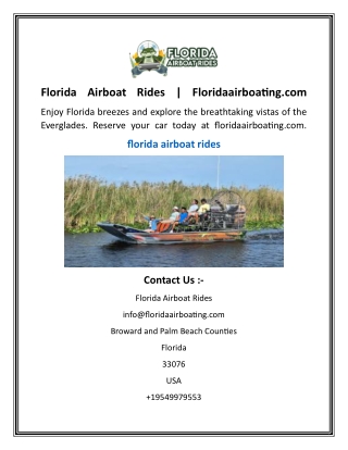 Florida Airboat Rides  Floridaairboating.com