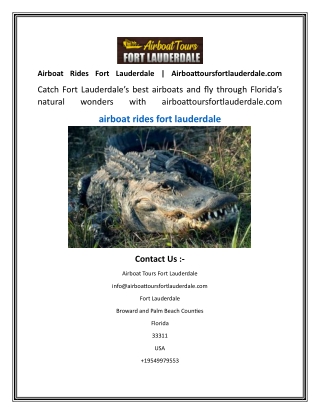 Airboat Rides Fort Lauderdale  Airboattoursfortlauderdale.com