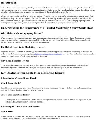 Strategies for Success from Santa Rosa’s Top Marketing Experts