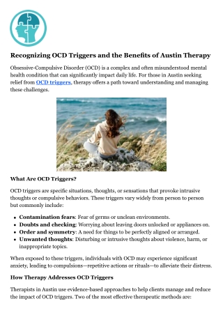 Recognizing OCD Triggers and the Benefits of Austin Therapy