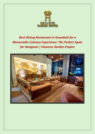 Best Dining Restaurant in Guwahati for a Memorable Culinary Experience