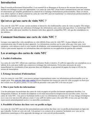 Simplifiez vos échanges professionnels avec les cartes de visite NFC