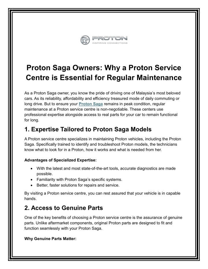 proton saga owners why a proton service centre