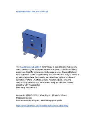 Accutemp ATOE-2500-1 Timer Relay _ PartsFe UK