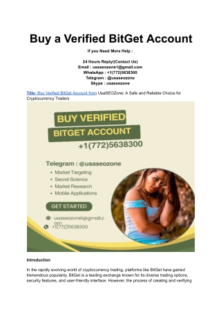 Buy a Verified BitGet Account