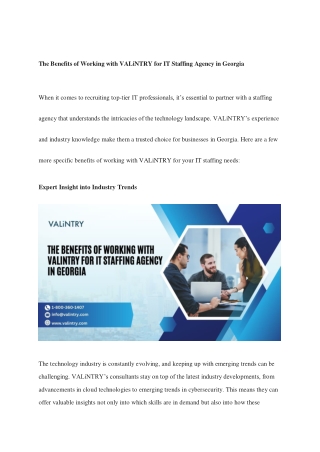 The Benefits of Working with VALiNTRY for IT Staffing Agency in Georgia
