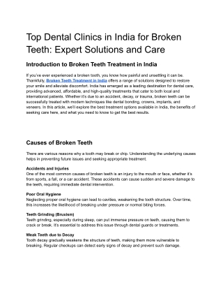 Broken Teeth Treatment In India : YouDent Hospital