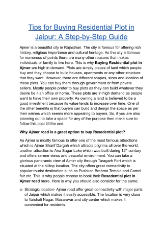 Tips for Buying Residential Plot in Jaipur_ A Step-by-Step Guide