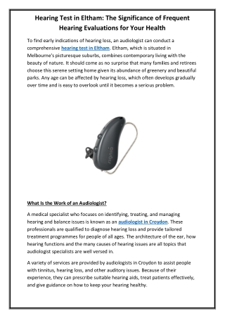 Hearing Test in Eltham The Significance of Frequent Hearing Evaluations for Your Health