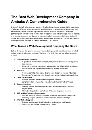 The Best Web Development Company in Ambala_ A Comprehensive Guide