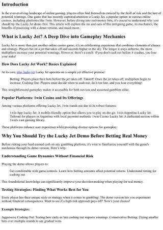 Why You Should Try the Lucky Jet Demo Before Betting Real Money