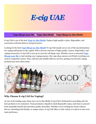 Vape Shops in Abu Dhabi​