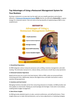 Top Advantages of Using a Restaurant Management System for Your Business