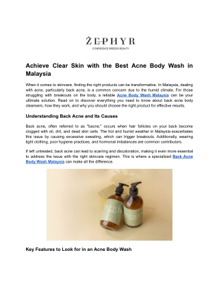 Acne Relief Body Wash Malaysia
