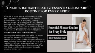 Unlock Radiant Beauty Essential Skincare Routine for Every Bride