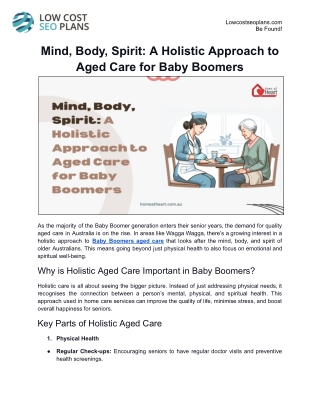 Mind, Body, Spirit_ A Holistic Approach to Aged Care for Baby Boomers