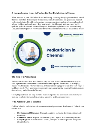 Pediatrician in Chennai