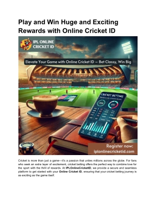 Play and Win Huge and Exciting Rewards with Online Cricket ID