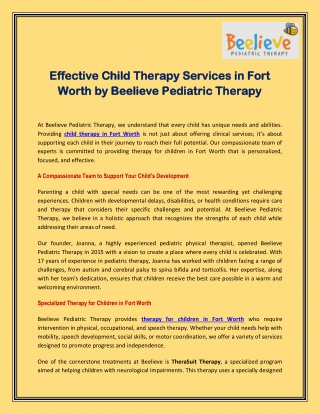 Therapy For Children In Fort Worth