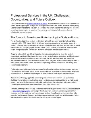 Challenges and future outlook for professional services in the UK