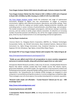 trace oxygen analyzer market 2024 industry