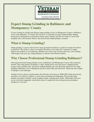 expert stump grinding in baltimore and montgomery