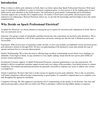 Spark Pro Electrical: Leading Experts in Power Pole Alternative Perth