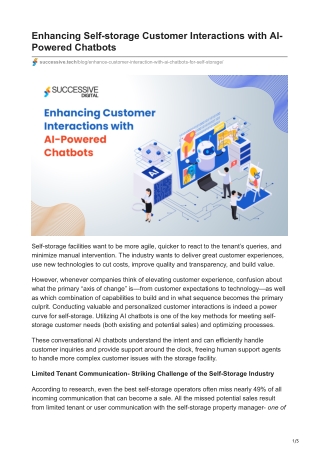 Enhancing Self-storage Customer Interactions with AI-Powered Chatbots