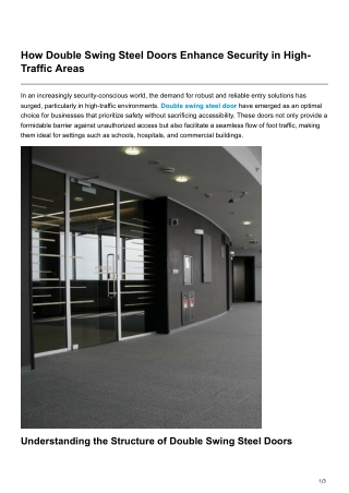 How Double Swing Steel Doors Enhance Security in High-Traffic Areas