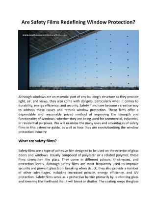 Are Safety Films Redefining Window Protection