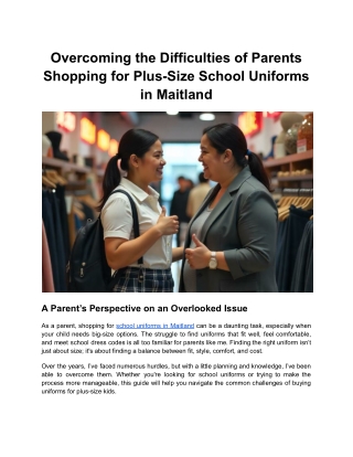 Overcoming the Difficulties of Parents Shopping for Plus-Size School Uniforms in Maitland