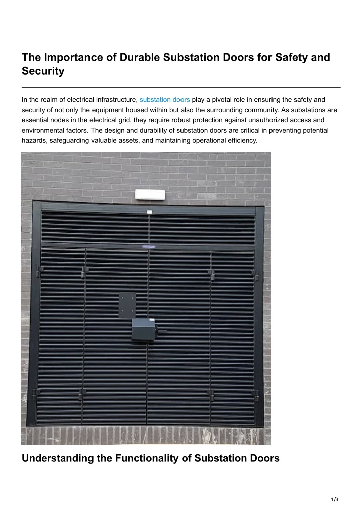 the importance of durable substation doors