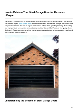 How to Maintain Your Steel Garage Door for Maximum Lifespan