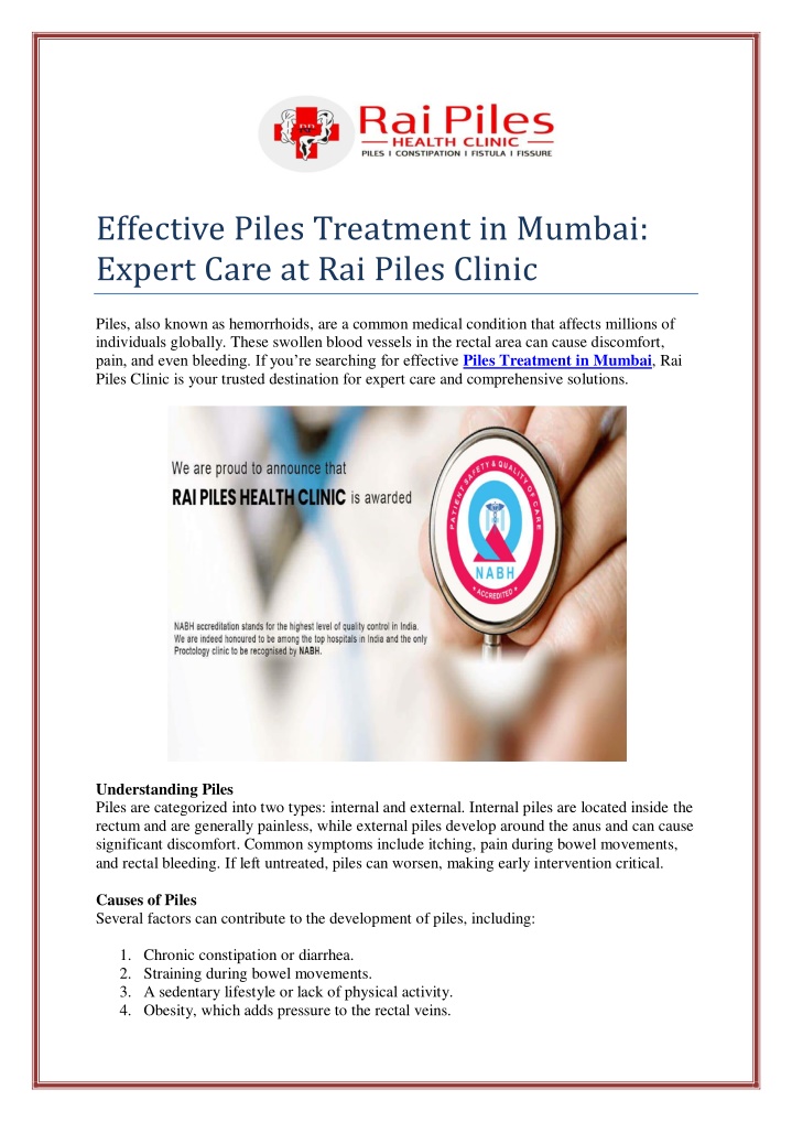 effective piles treatment in mumbai expert care