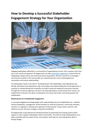 How to Develop a Successful Stakeholder Engagement Strategy for Your Organization