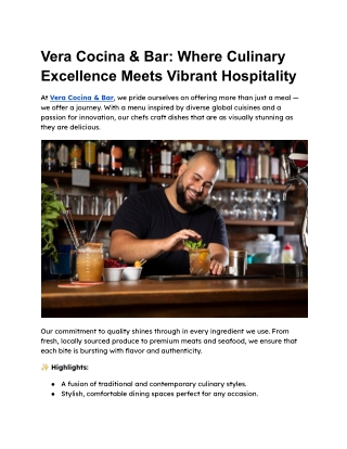 vera cocina bar where culinary excellence meets