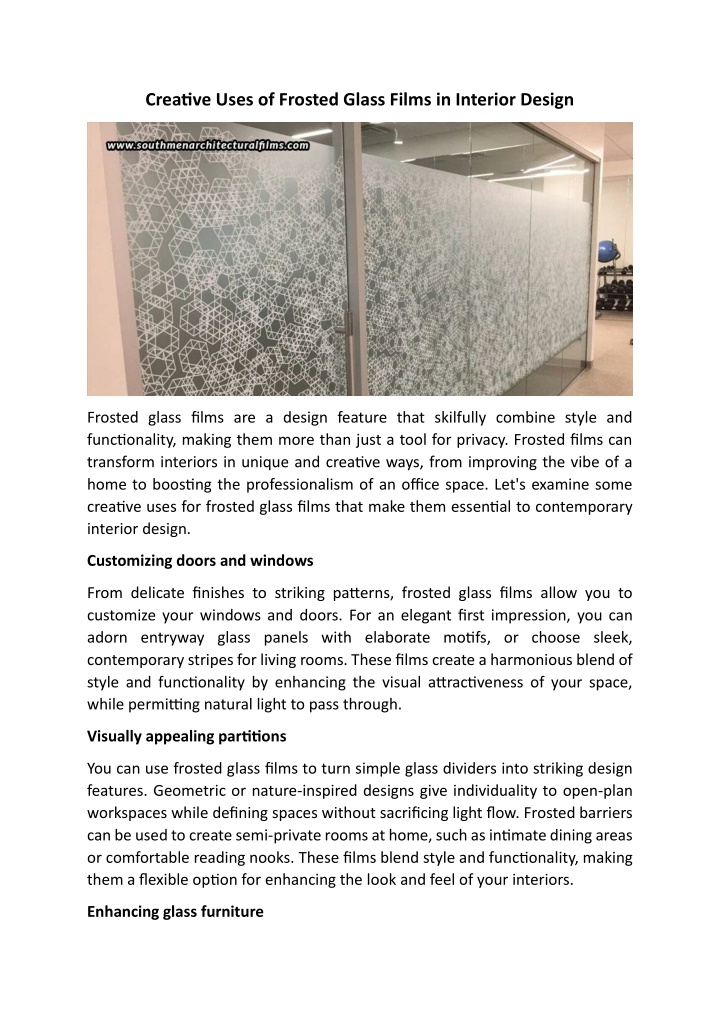 creative uses of frosted glass films in interior