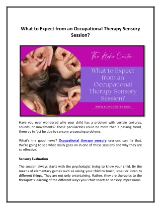 What to Expect from an Occupational Therapy Sensory Session