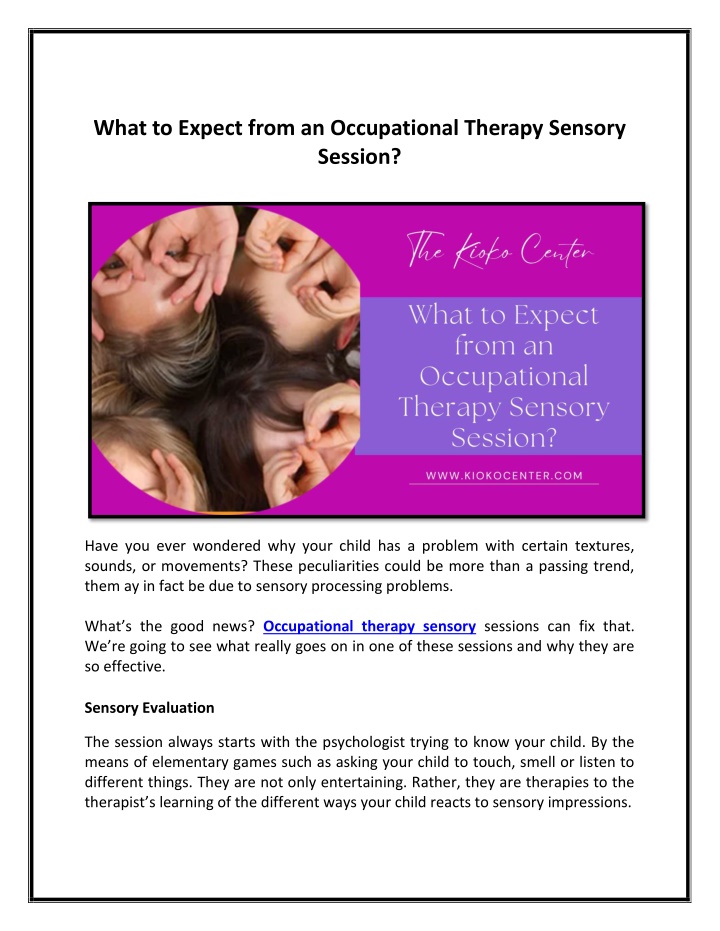 what to expect from an occupational therapy