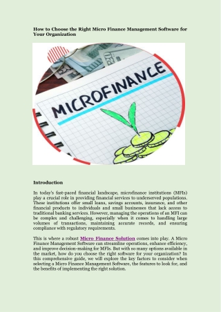 How to Pick the Best Microfinance Software for Your Needs