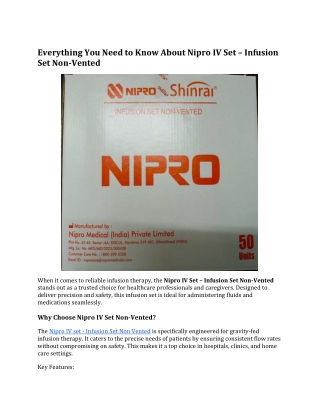 everything you need to know about nipro