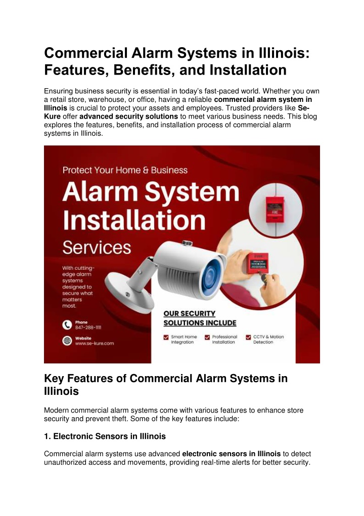 commercial alarm systems in illinois features