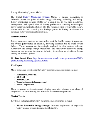 Battery Monitoring Systems Market