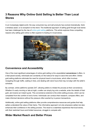 3 reasons why online gold selling is better than
