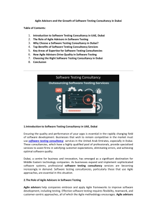 Agile Advisors and the Growth of Software Testing Consultancy in Dubai