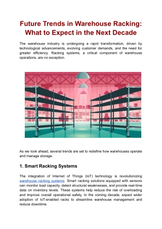 Future Trends in Warehouse Racking: What to Expect in the Next Decade