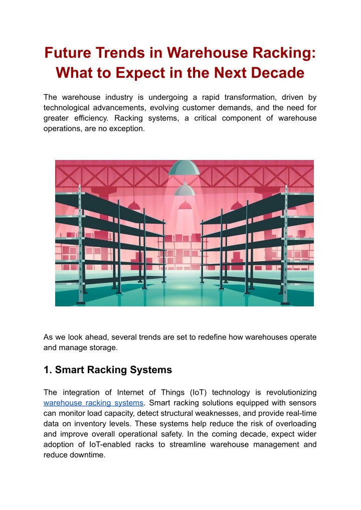 future trends in warehouse racking what to expect