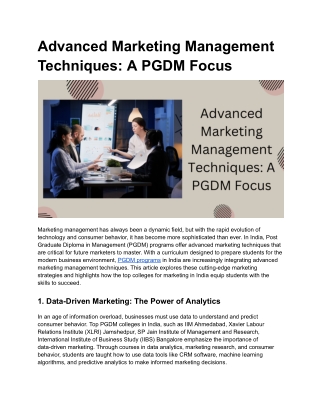 Advanced Marketing Management Techniques_ A PGDM Focus