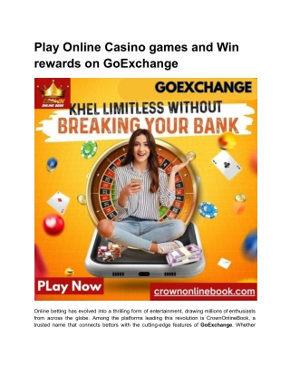 Play Online Casino games and Win rewards on GoExchange