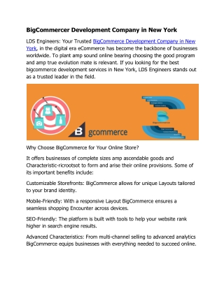 BigCommercer Development Company in New York